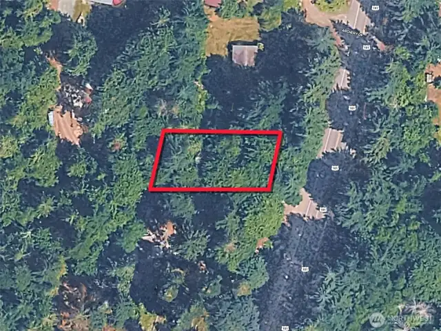 Overhead view with approximate boundaries in red.