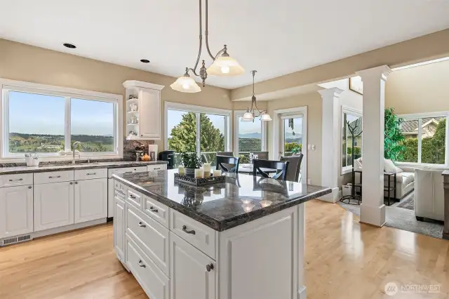 Kitchen with more views and open to living areas