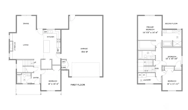 Floor Plan with Large Garage & Open Concept Living