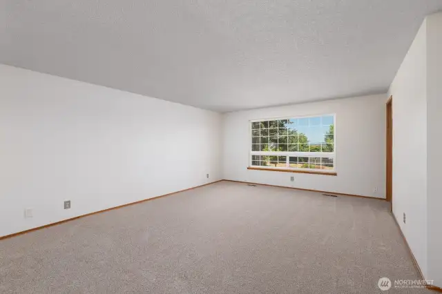 Upstairs living room, with a great view out the window