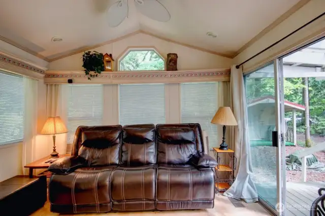 Large front windows to let in natural light