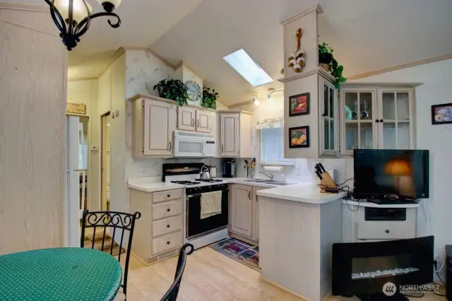 View of kitchen and dining area