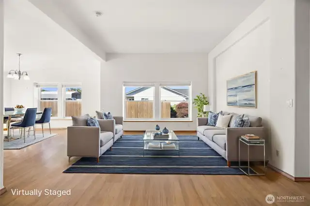 Family room. Virtually staged.