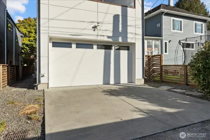 Attached 2 car garage with alley access
