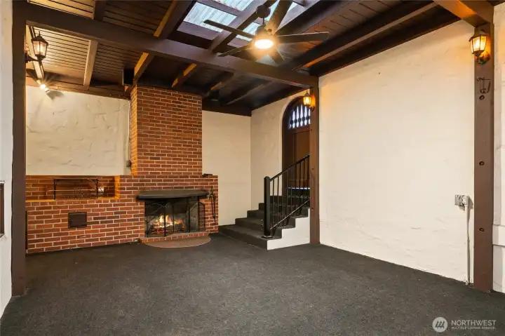 wood burning fireplace