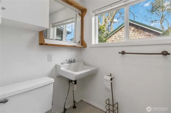 Updated bathroom featuring a convenient walk-in shower—clean, practical, and move-in ready.