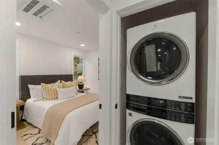 Stacked washer and dryer