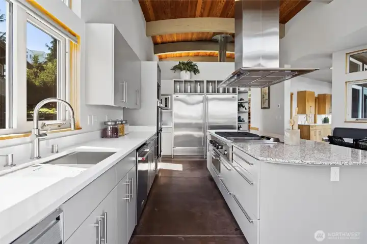 High-end stainless steel appliances.