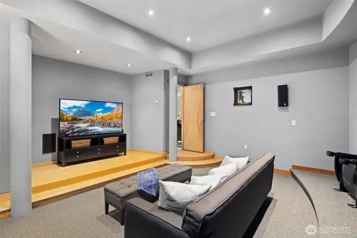 Media room with surround sound.