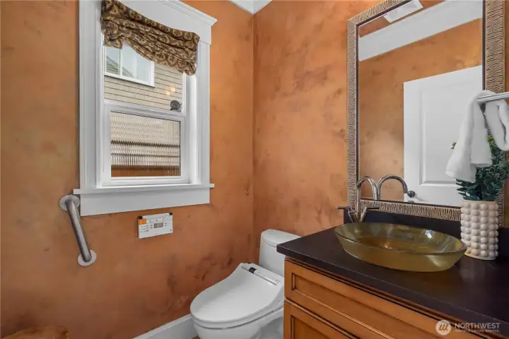 Powder room on the main level.