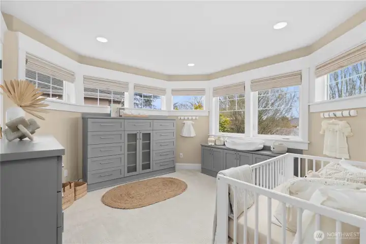 Upstairs bedroom 4 with built-in storage.