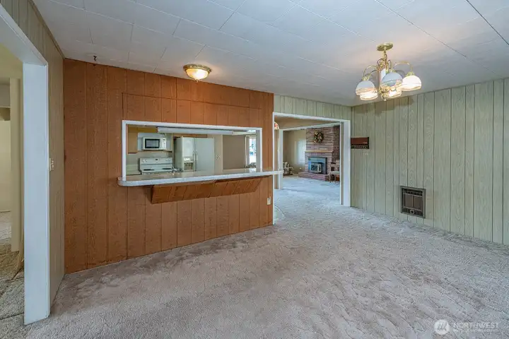 Kitchen view to eating space