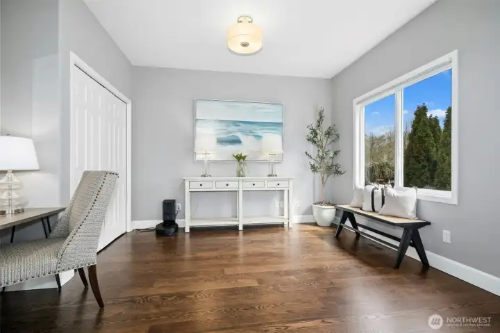 Flex space off of the family room- makes a great office or library.