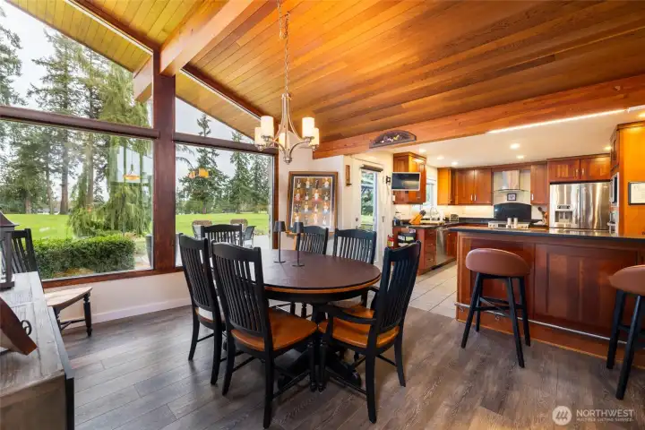 The dining room area sits between both the living room and kitchen, making it a lovely entertaining space.