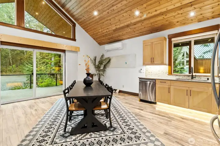 Dining area with access to deck.