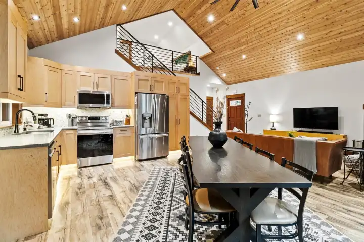 Dining area and kitchen.