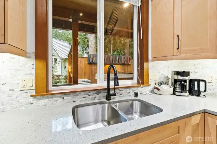 Kitchen with ample cabinetry and counter space.