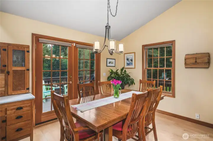 Dining Room with French Doors to Large Composite Deck