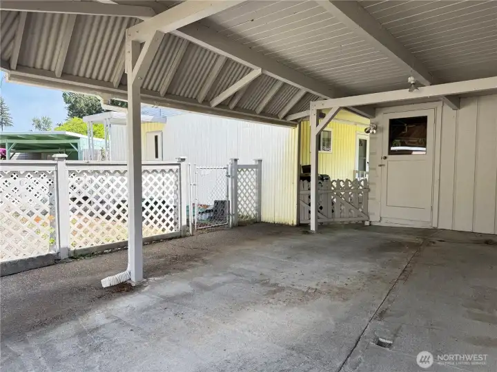 Carport with shed.