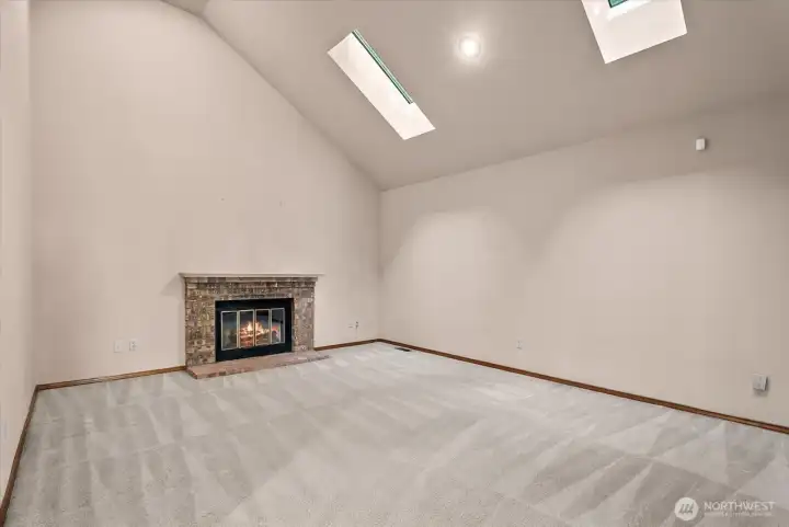 fam/rec room main with fireplace