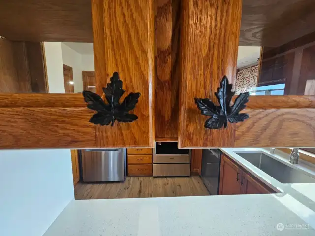 Custom pulls on the cabinets throughout the house.