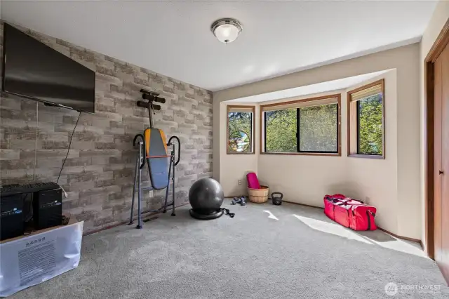 Guest Bedroom #3 is used as a home gym.
