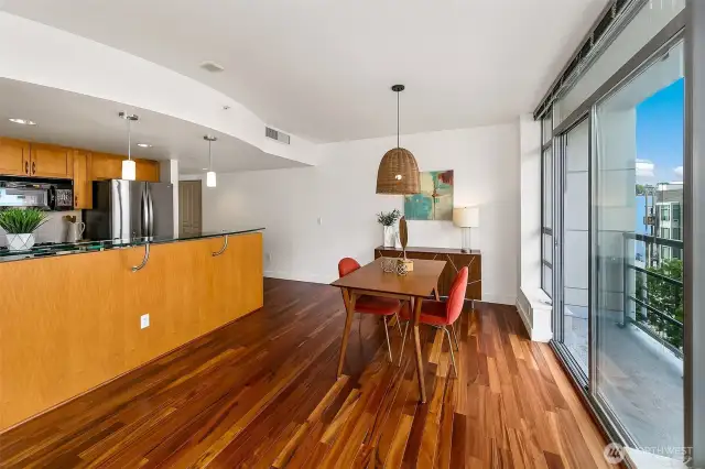 There is also a large space for a dining room. This dining space could host a large dinner party, or a great game night.