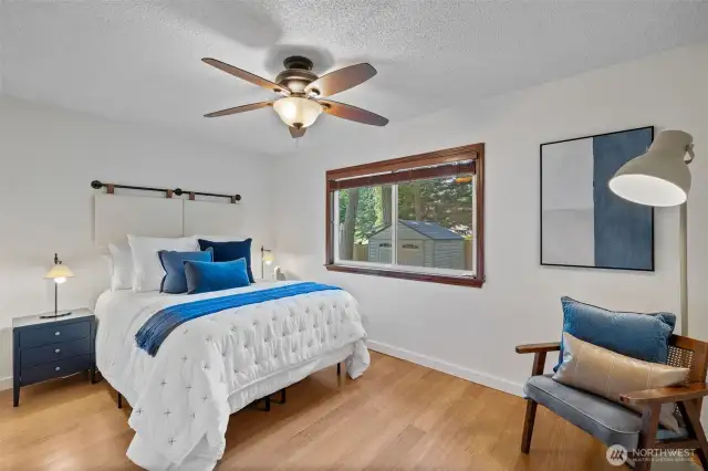 Bedroom #2 is also a good size. Was used as an office with two desks. The large closet is to the left of the bed.