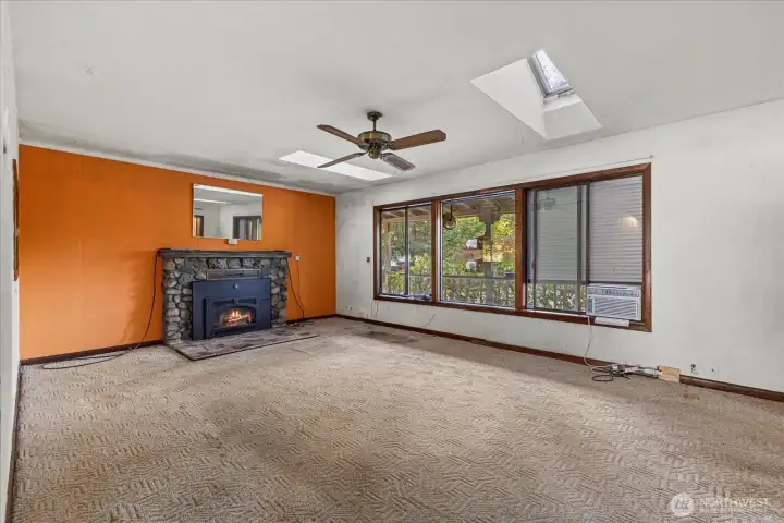 Large living room with skylights!