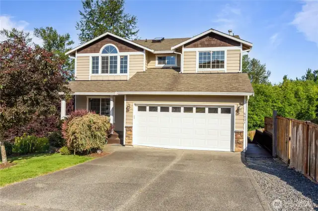 Large 2 car garage with room to park in the drive