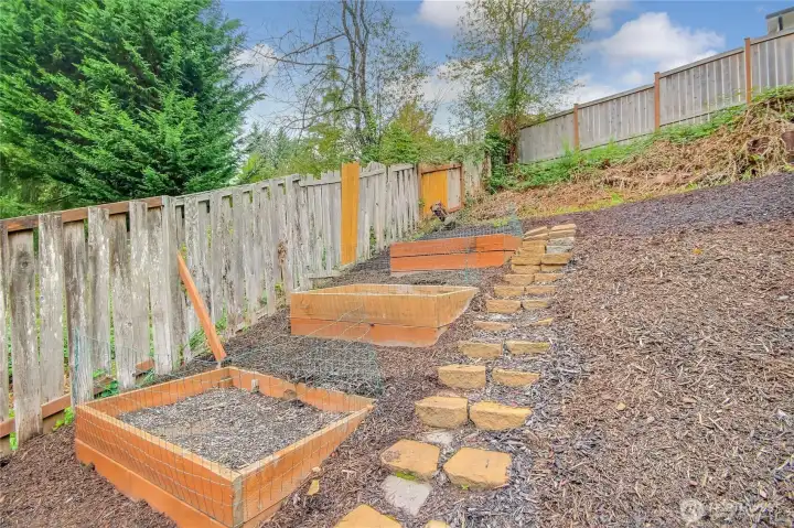 Room in backyard for gardening.