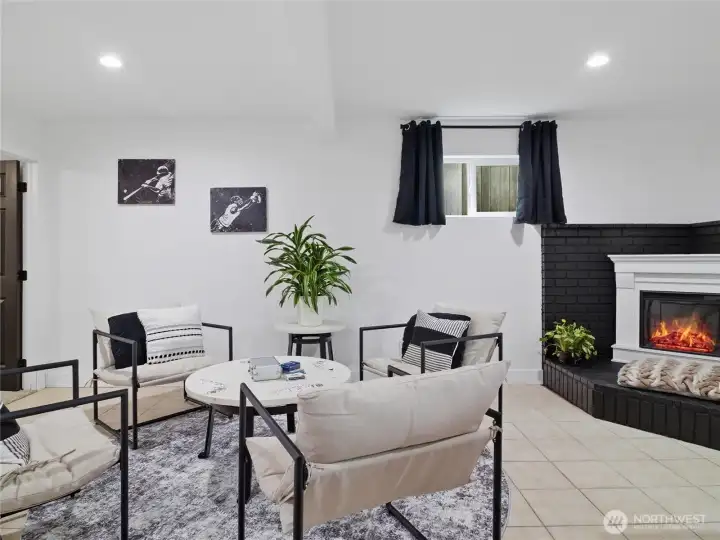 Basement area next to bar.