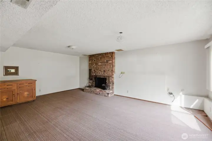 Lower level family room with kitchenette
