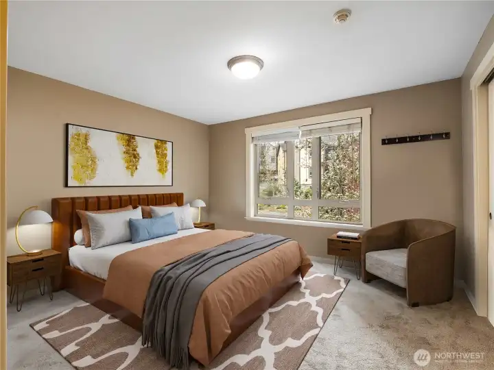 Spacious bedroom with large closet. (virtually staged)