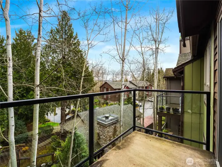 You are high up with no buildings behind you.