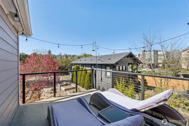 Deck facing west off primary bedroom
