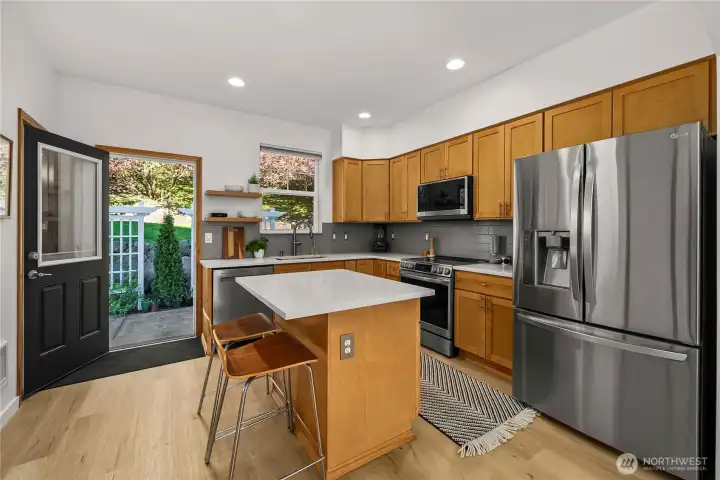 Seamless indoor-outdoor flow with direct access from the kitchen to the private patio