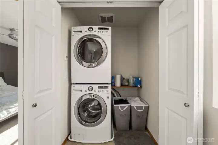 Upper level concealed utility space conveniently placed for both bedrooms