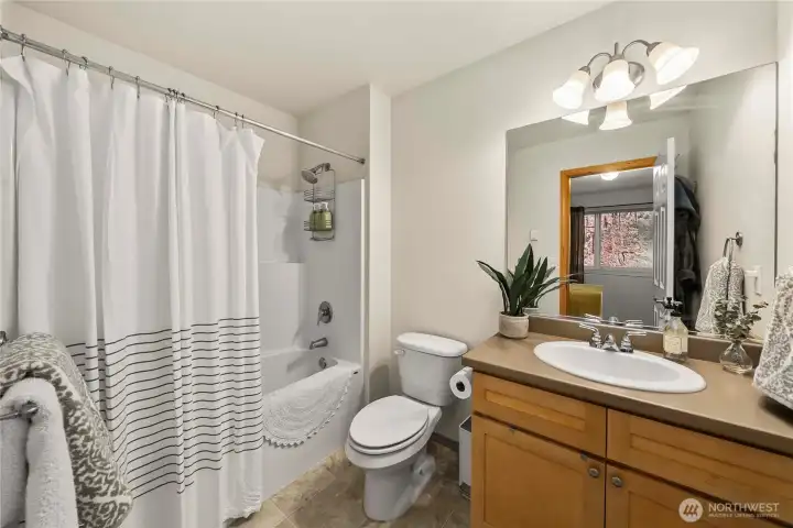 Upper level 2nd bedroom has attached full bathroom