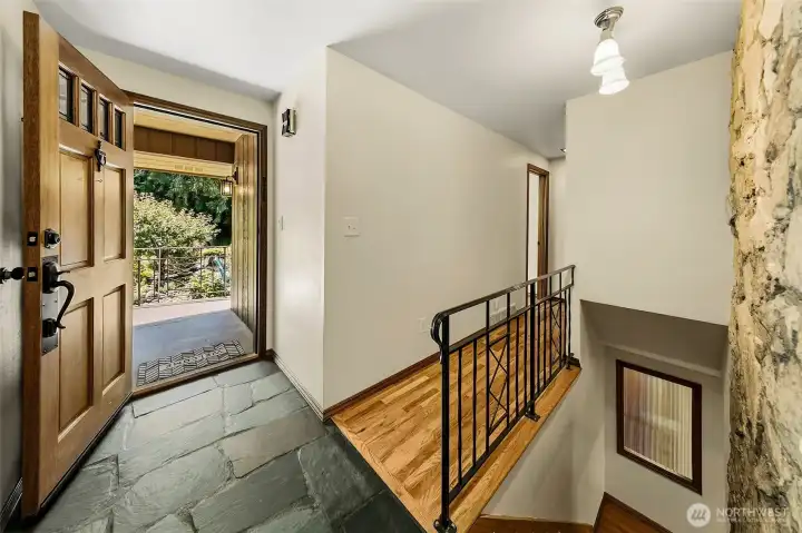 Formal entry with slate floor.
