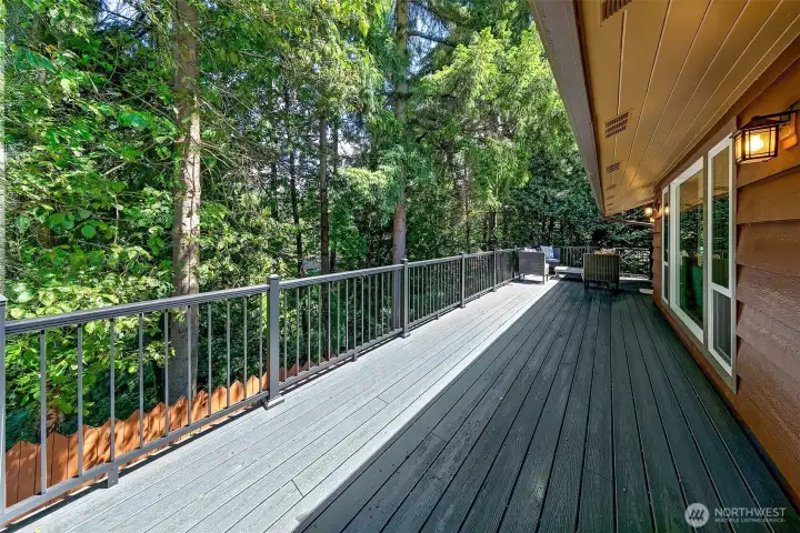 Private deck is a sanctuary enhanced by the sounds of the creek and birds.