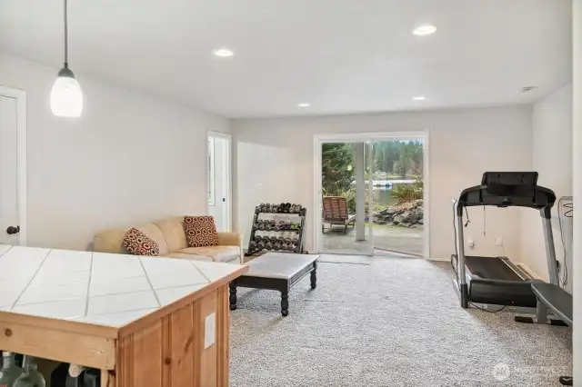 lower level family room with bar
