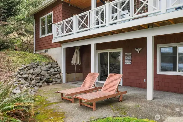 lower level patio is partially covered