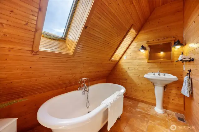 Upper bathroom with claw foot tub