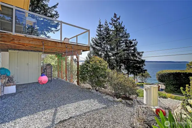 Lower Shed for Crab Pots and Toys. Apple, Pear, Peach, Plum trees, Plus Berries for Gardening~