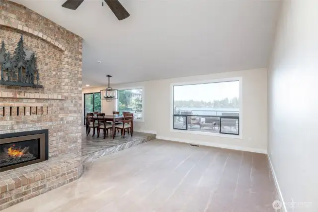 Spacious open concept living and lovely views of the lake