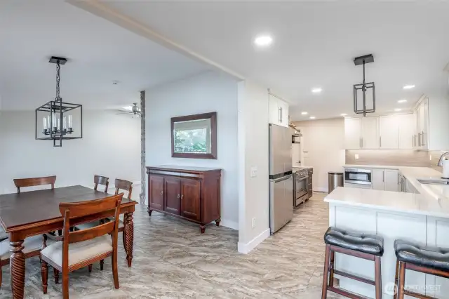 Dining area off kitchen and next to family room