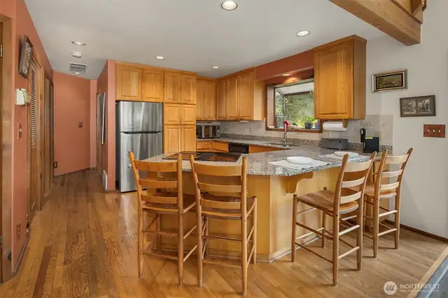 Kitchen with granite counters and lots of cabinet/pantry space