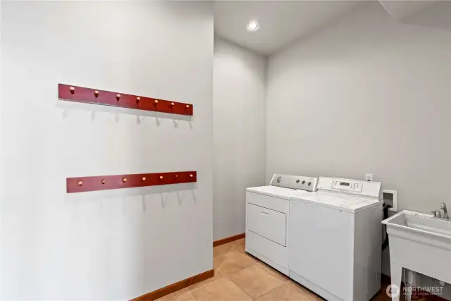 Lower level laundry room with utility sink