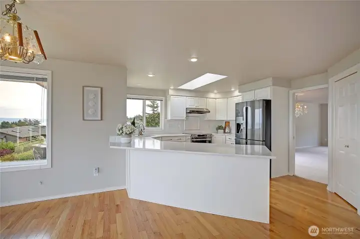 Kitchen with counter eating space